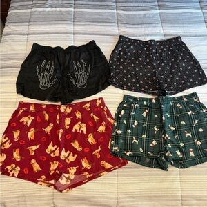 PINK Victoria's Secret Black Skeleton & Pink Dot Lounge Shorts Set